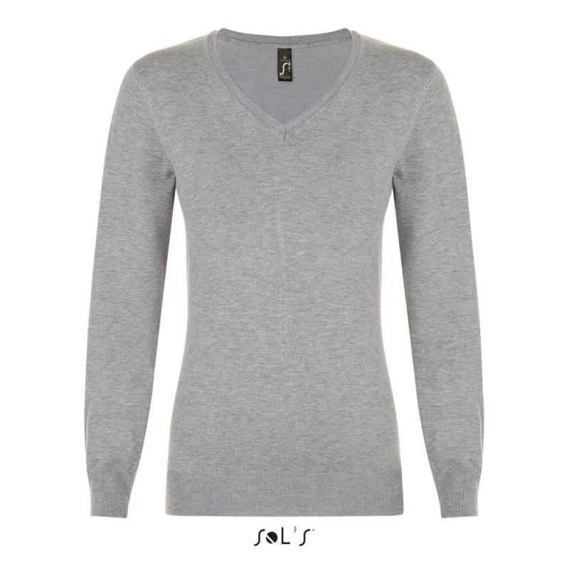 Jersey De Cuello Pico Para Mujer Glory Women Sols - Gris Mezcla - Sols