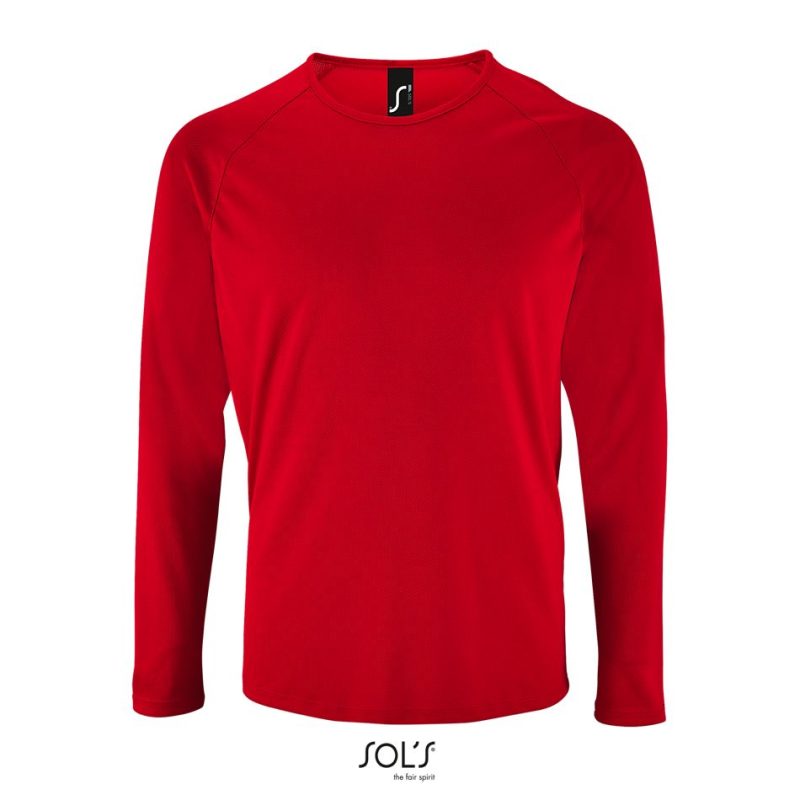 Camiseta De Deporte De Manga Larga De Hombre Sporty Lsl Men Sols - Rojo - Sols