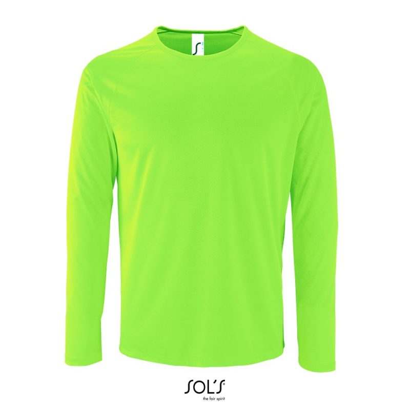 Camiseta De Deporte De Manga Larga De Hombre Sporty Lsl Men Sols - Verde Neón - Sols