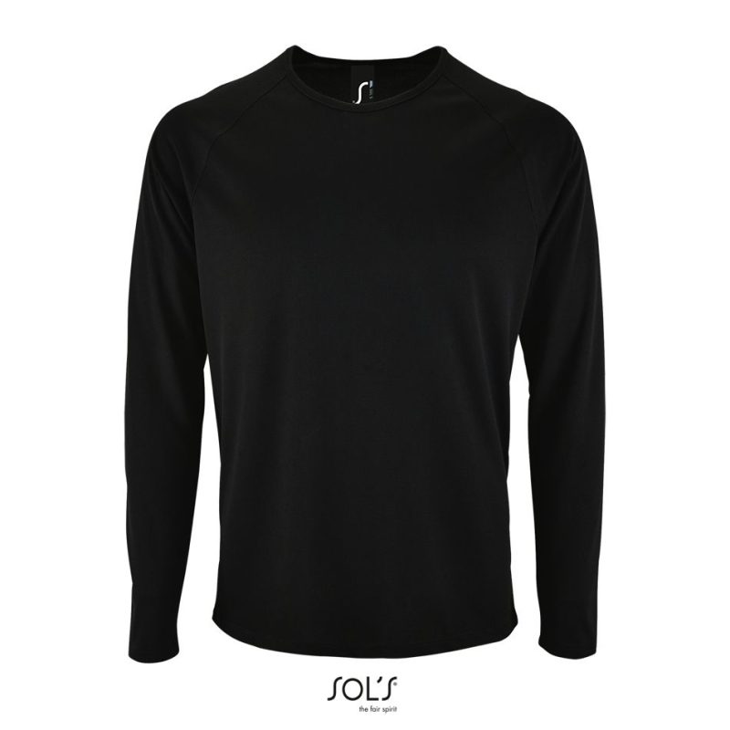 Camiseta De Deporte De Manga Larga De Hombre Sporty Lsl Men Sols - Negro - Sols
