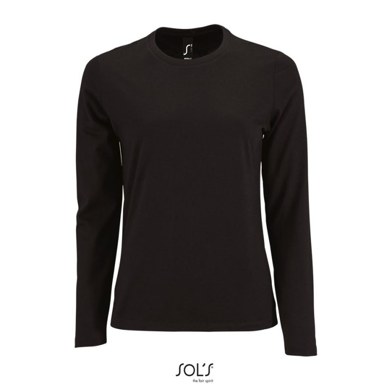 Camiseta De Manga Larga De Mujer Imperial Lsl Women Sols - Negro Profundo - Sols