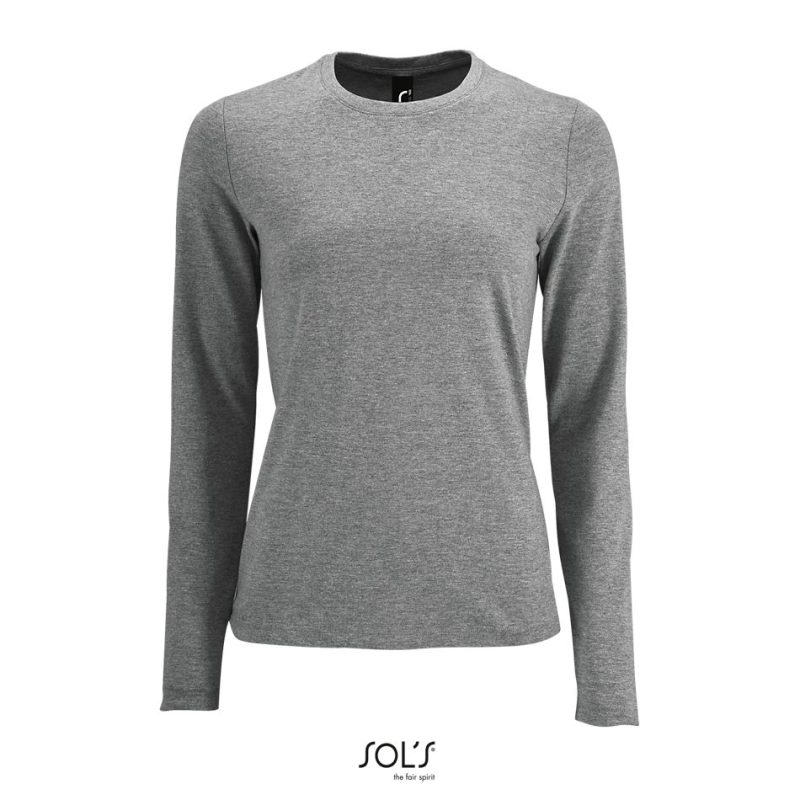 Camiseta De Manga Larga De Mujer Imperial Lsl Women Sols - Gris Mezcla - Sols