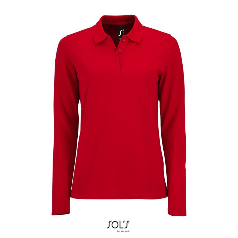 Polo Piqué De Manga Larga Para Mujer Perfect Lsl Women Sols - Rojo - Sols
