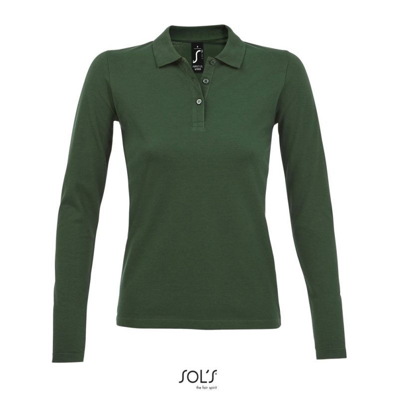 Polo Piqué De Manga Larga Para Mujer Perfect Lsl Women Sols - Verde Botella - Sols