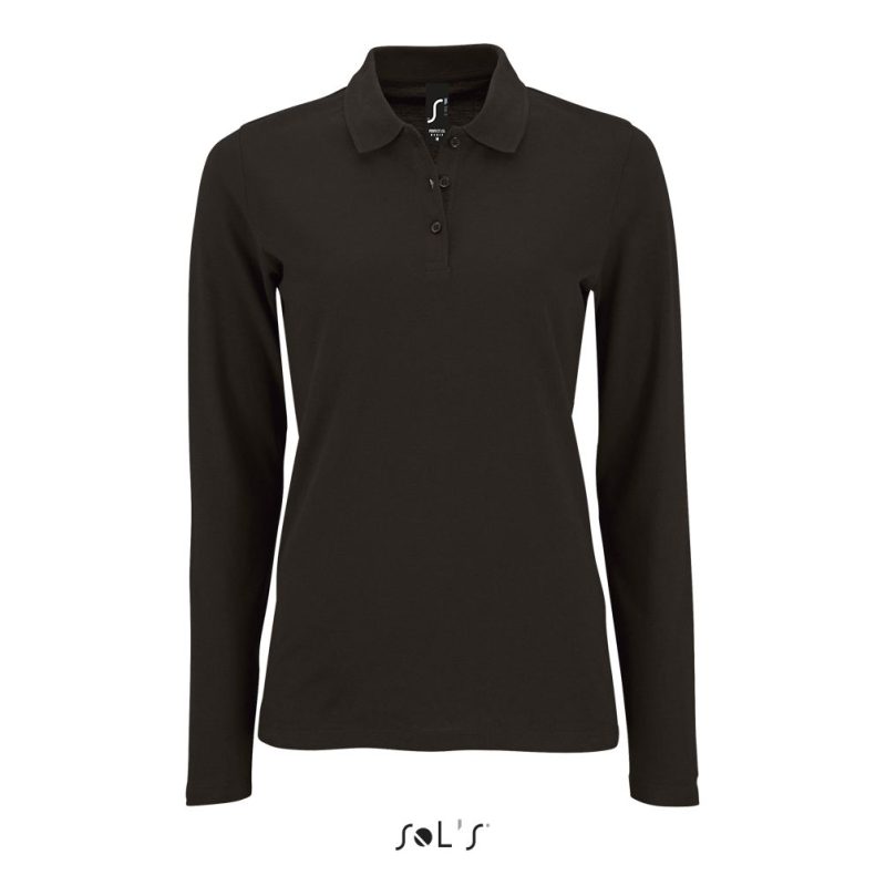 Polo Piqué De Manga Larga Para Mujer Perfect Lsl Women Sols - Negro - Sols