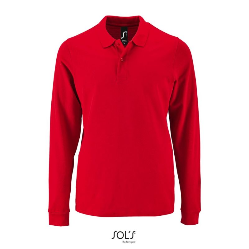 Polo Piqué De Manga Larga Para Hombre Perfect Lsl Men Sols - Rojo - Sols