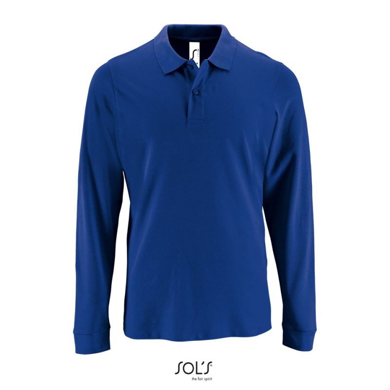 Polo Piqué De Manga Larga Para Hombre Perfect Lsl Men Sols - Azul Royal - Sols