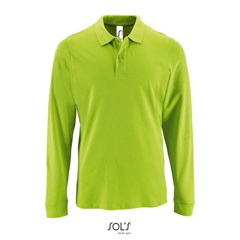 Polo Piqué De Manga Larga Para Hombre Perfect Lsl Men Sols - Verde Manzana - Sols