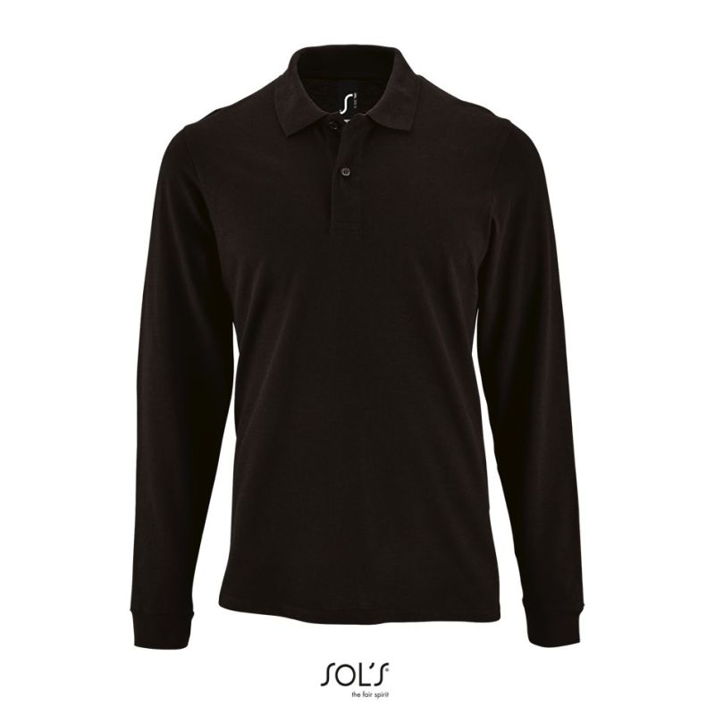 Polo Piqué De Manga Larga Para Hombre Perfect Lsl Men Sols - Negro - Sols
