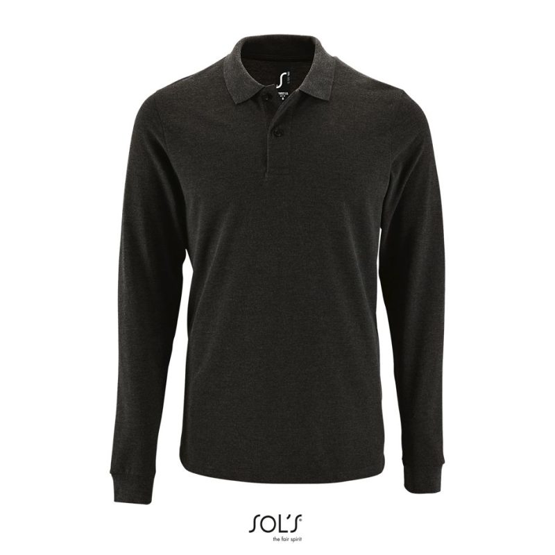 Polo Piqué De Manga Larga Para Hombre Perfect Lsl Men Sols - Antracita Mezcla - Sols