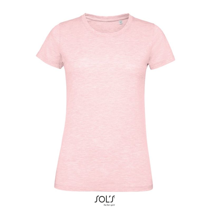 Camiseta Ajustada De Mujer Con Cuello Redondo Regent Fit Women Sols - Rosa Jaspeado - Sols