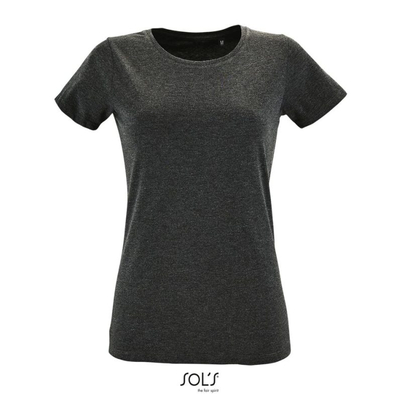 Camiseta Ajustada De Mujer Con Cuello Redondo Regent Fit Women Sols - Antracita Mezcla - Sols