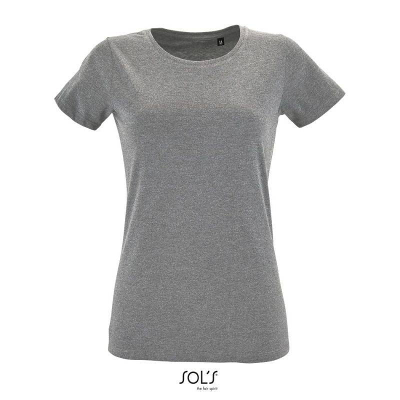Camiseta Ajustada De Mujer Con Cuello Redondo Regent Fit Women Sols - Gris Mezcla - Sols
