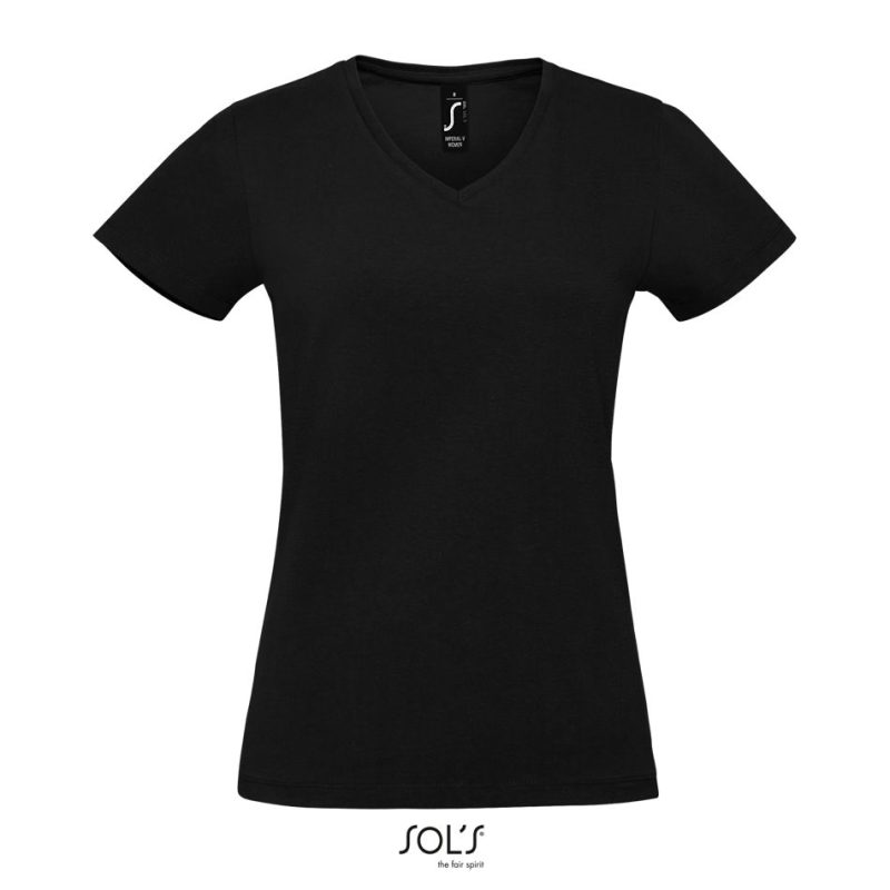 Camiseta De Mujer De Cuello De Pico Imperial V Women Sols - Negro Profundo - Sols