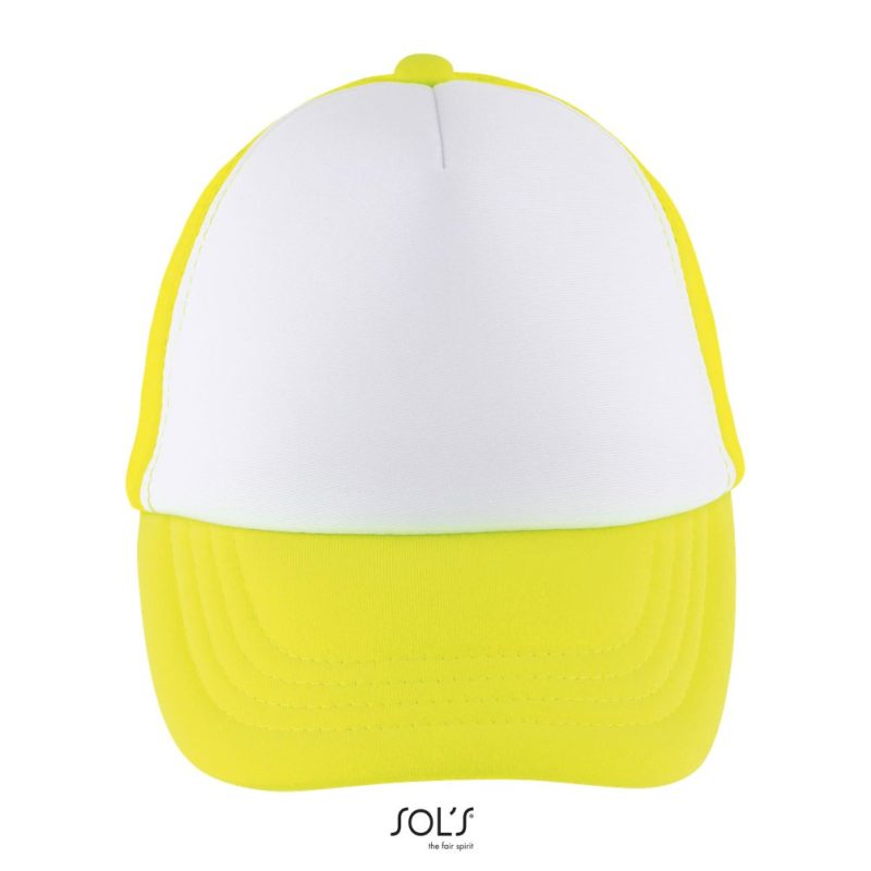 Gorra De Malla De 5 Paneles Para Niño Bubble Kids Sols - Blanco Amarillo Neon - Sols