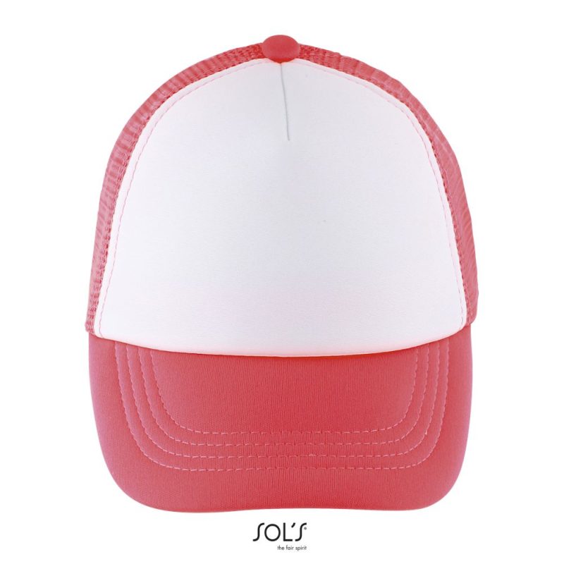 Gorra De Malla De 5 Paneles Para Niño Bubble Kids Sols - Blanco Neon Coral - Sols