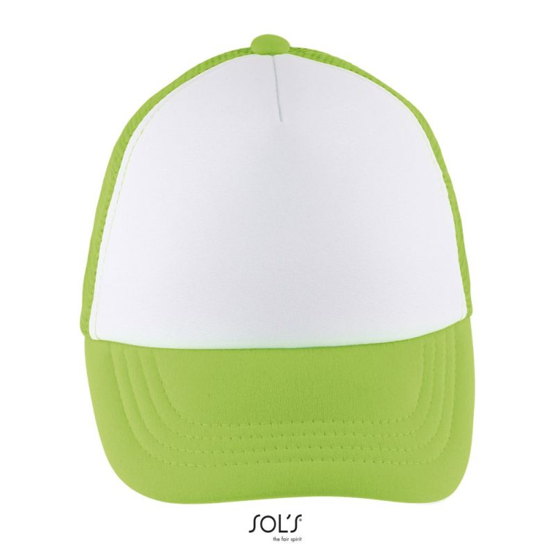 Gorra De Malla De 5 Paneles Para Niño Bubble Kids Sols - Blanco Verde Neon - Sols