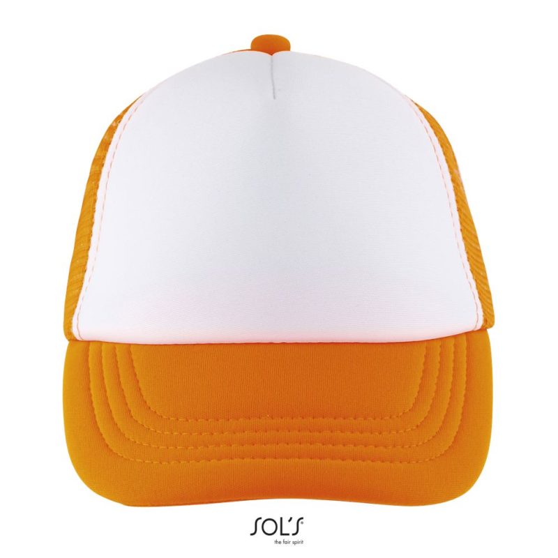 Gorra De Malla De 5 Paneles Para Niño Bubble Kids Sols - Blanco Naranja Fluor - Sols