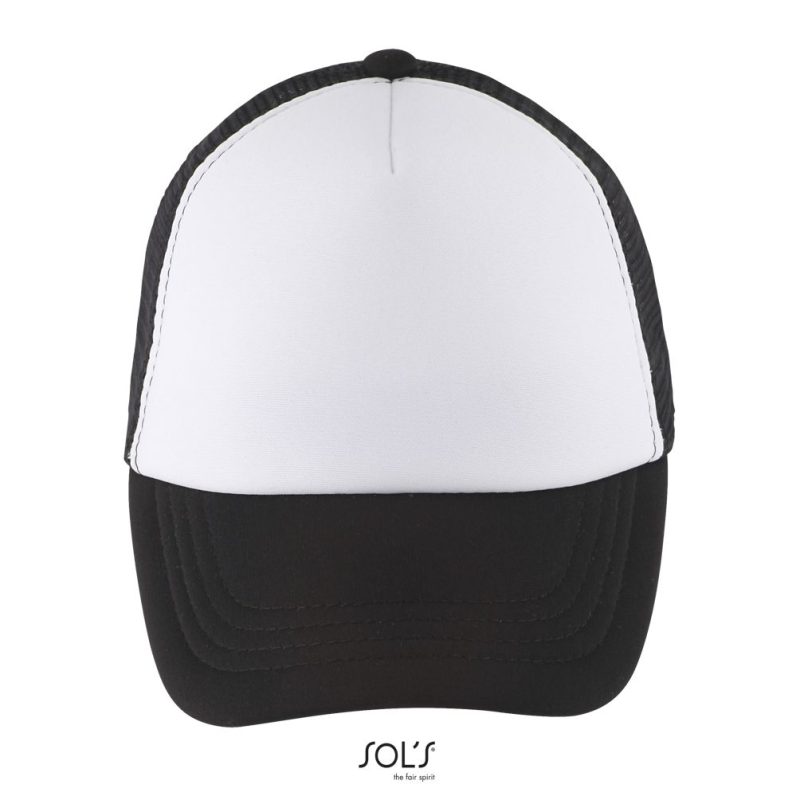 Gorra De Malla De 5 Paneles Para Niño Bubble Kids Sols - Blanco Negro - Sols