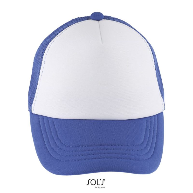 Gorra De Malla De 5 Paneles Para Niño Bubble Kids Sols - Blanco Azul Royal - Sols