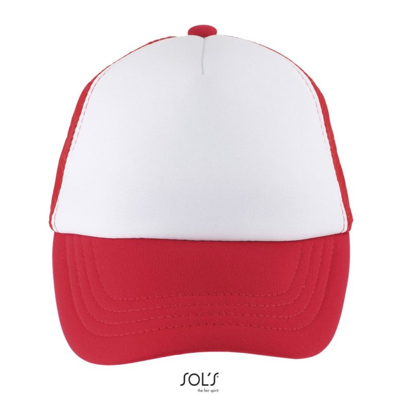 Gorra De Malla De 5 Paneles Para Niño Bubble Kids Sols - Blanco Rojo - Sols