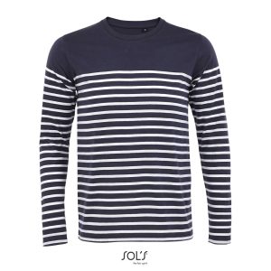 Camiseta Rayada De Manga Larga Para Hombre Matelot Lsl Men Sols - French Marino Blanco - Sols