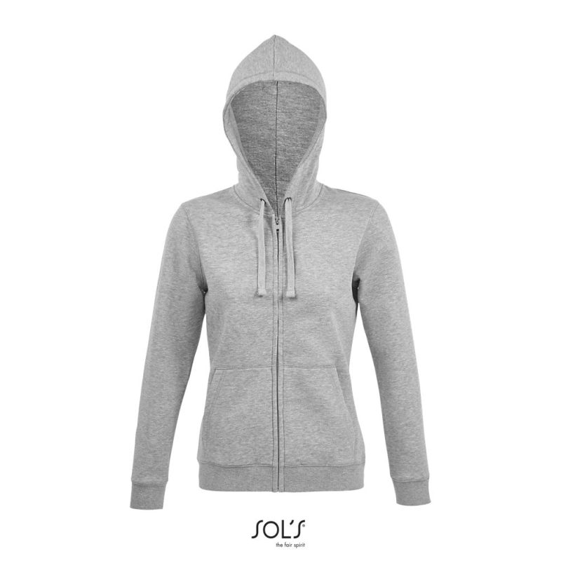 Sudadera Con Cremallera Y Capucha De Mujer Spike Women Sols - Gris Mezcla - Sols