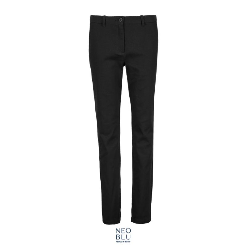 Pantalones Chinos Mujer Con Cintura Elástica Neoblu Gustave Women Sols - Negro Profundo - Sols