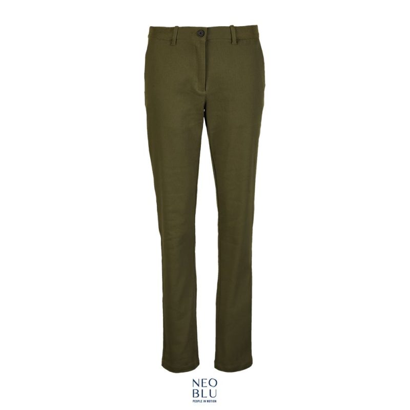 Pantalones Chinos Mujer Con Cintura Elástica Neoblu Gustave Women Sols - Kaki Oscuro - Sols