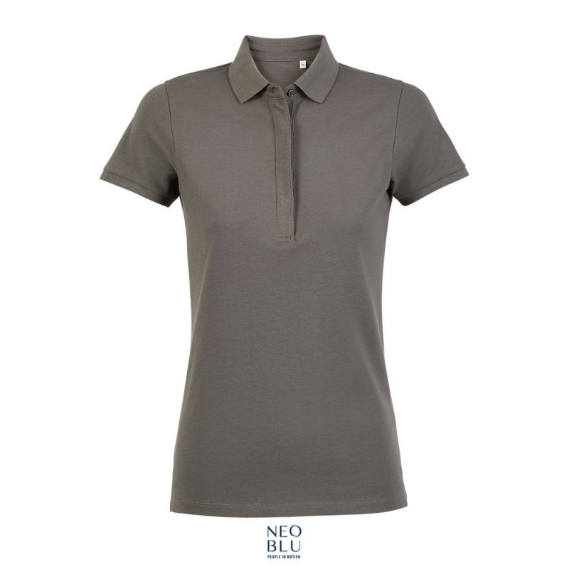 Polo Piqué Mujer Con Tapeta Oculta Neoblu Owen Women Sols - Gris Claro - Sols