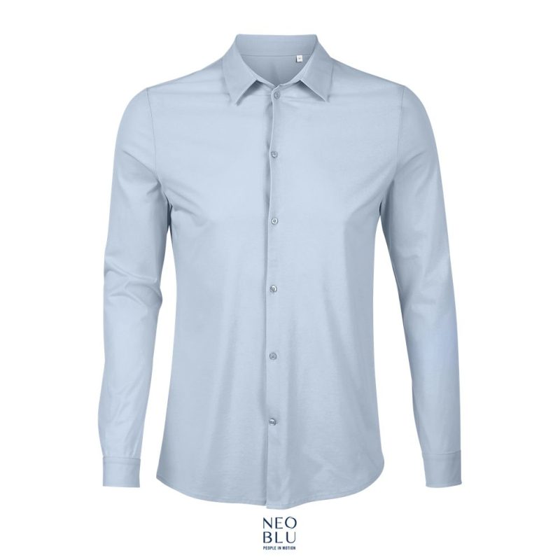 Camisa Hombre De Punto Liso Mercerizado Neoblu Balthazar Men Sols - Azul Claro - Sols