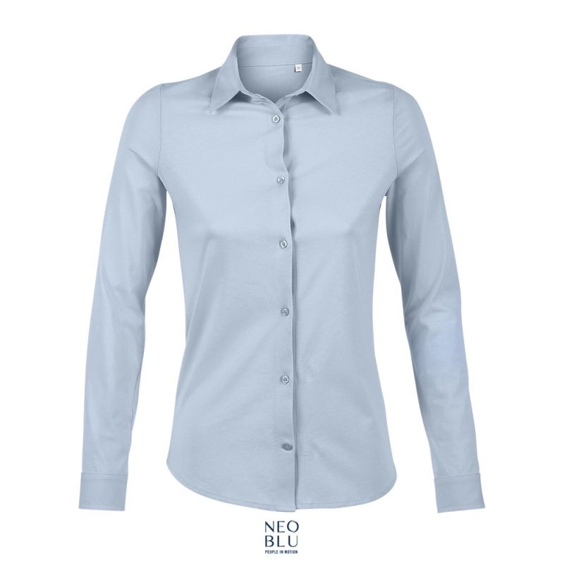 Camisa Mujer De Punto Liso Mercerizado Neoblu Balthazar Women Sols - Azul Claro - Sols