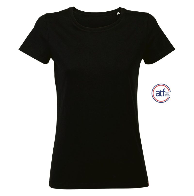 Camiseta Mujer Cuello Redondo Made In France Atf Lola Sols - Negro Profundo - Sols