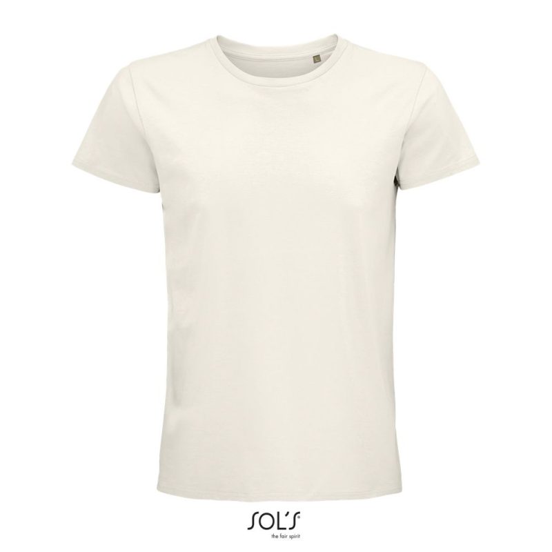Camiseta Hombre Ajustada De Punto Liso Y Cuello Redondo Pioneer Men Sols - Blanco Crema - Sols