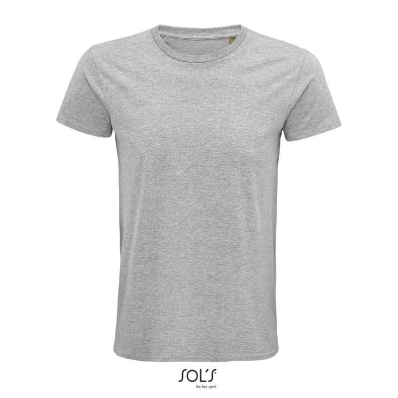 Camiseta Hombre Ajustada De Punto Liso Y Cuello Redondo Pioneer Men Sols - Gris Mezcla - Sols