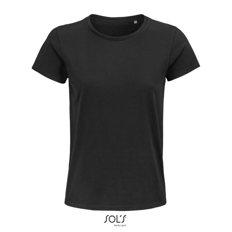 Camiseta Mujer Ajustada De Punto Liso Y Cuello Redondo Pioneer Women Sols - Negro Profundo - Sols