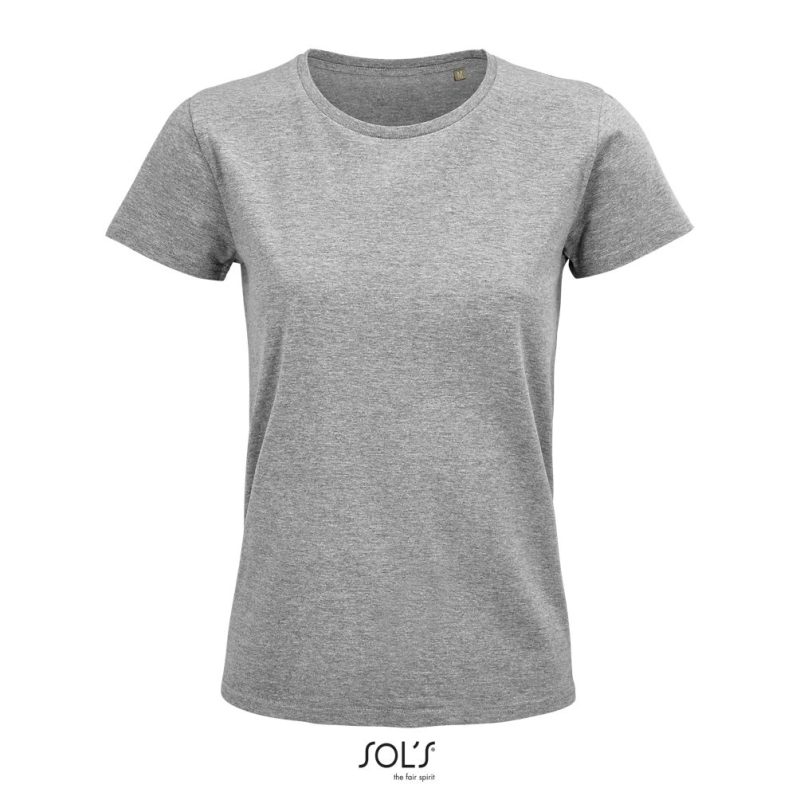 Camiseta Mujer Ajustada De Punto Liso Y Cuello Redondo Pioneer Women Sols - Gris Mezcla - Sols