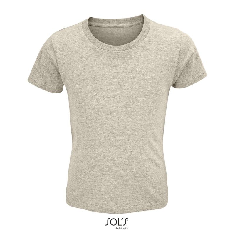 Camiseta Ajustada De Cuello Redondo Para Niño Crusader Kids Sols - Beige Jaspeado - Sols