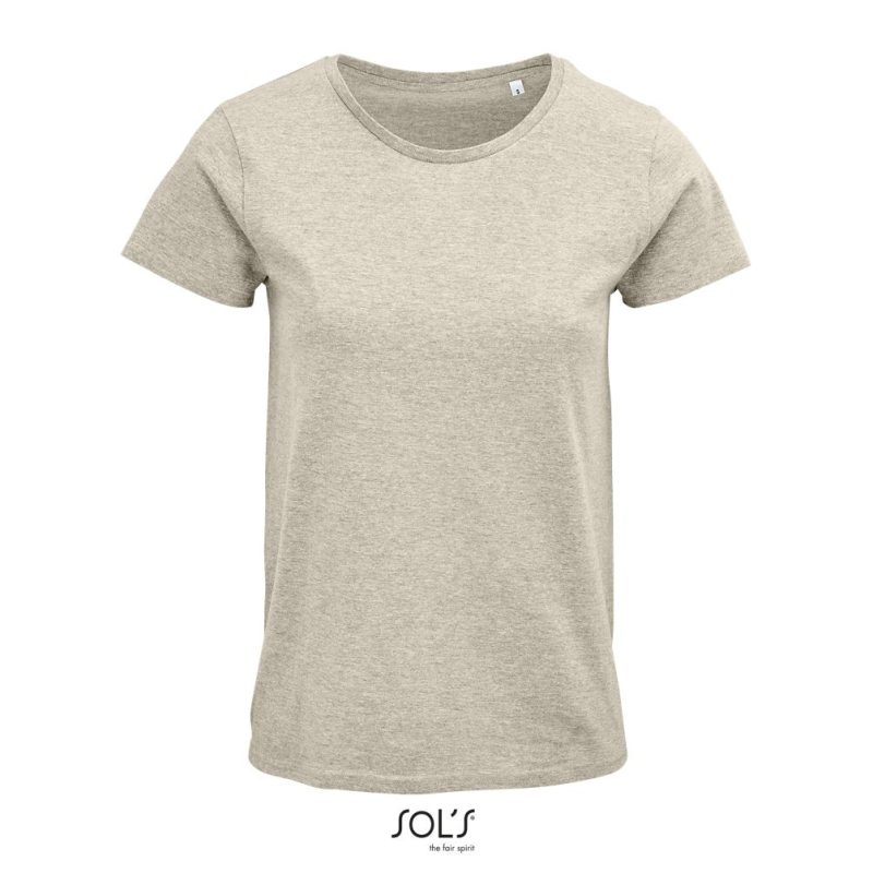 Camiseta Mujer Ajustada De Punto Liso Y Cuello Redondo Crusader Women Sols - Beige Jaspeado - Sols