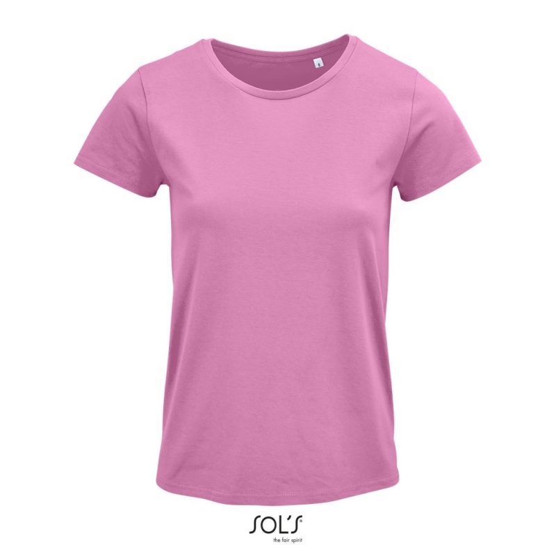 Camiseta Mujer Ajustada De Punto Liso Y Cuello Redondo Crusader Women Sols - Rosa Orquídea - Sols