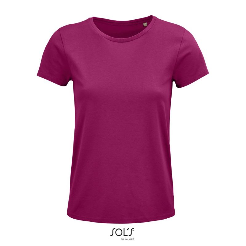 Camiseta Mujer Ajustada De Punto Liso Y Cuello Redondo Crusader Women Sols - Fucsia - Sols
