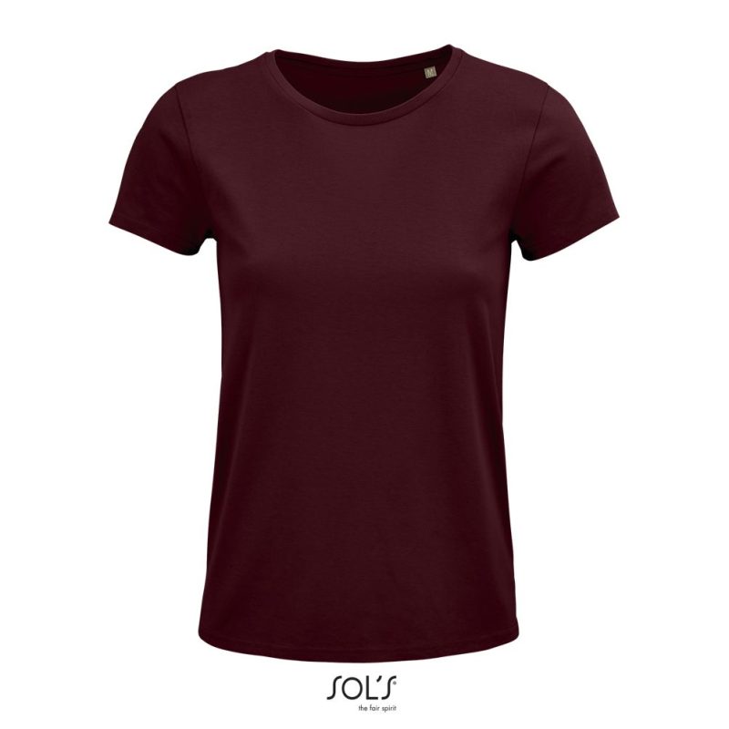 Camiseta Mujer Ajustada De Punto Liso Y Cuello Redondo Crusader Women Sols - Burdeos - Sols