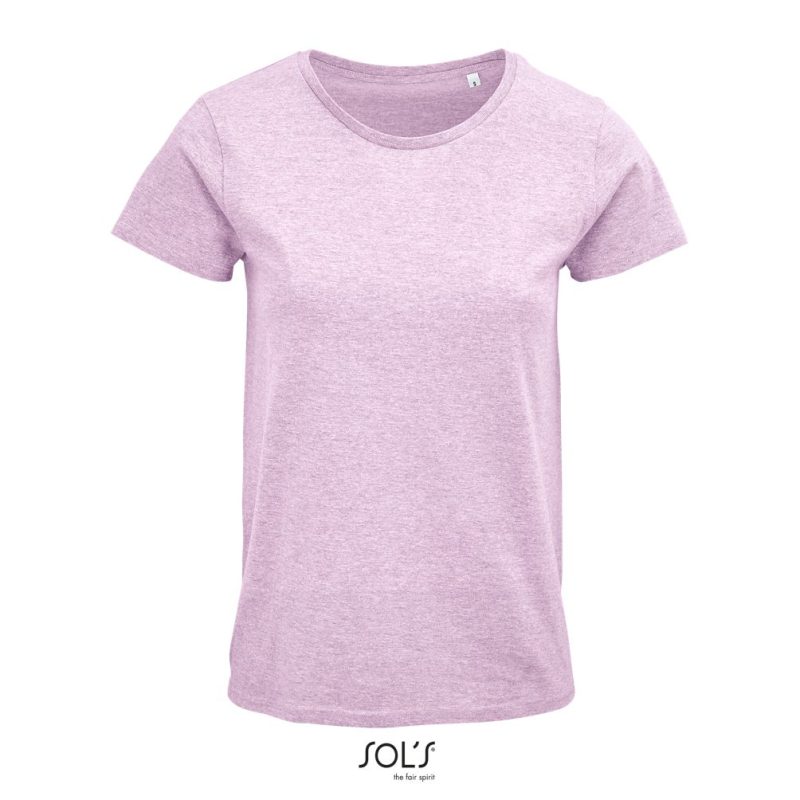 Camiseta Mujer Ajustada De Punto Liso Y Cuello Redondo Crusader Women Sols - Rosa Jaspeado - Sols