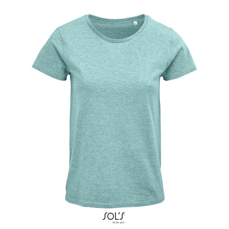Camiseta Mujer Ajustada De Punto Liso Y Cuello Redondo Crusader Women Sols - Verde Jaspeado Claro - Sols