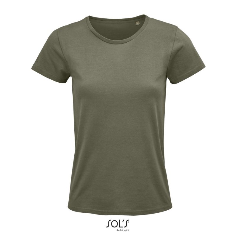 Camiseta Mujer Ajustada De Punto Liso Y Cuello Redondo Crusader Women Sols - Caqui - Sols