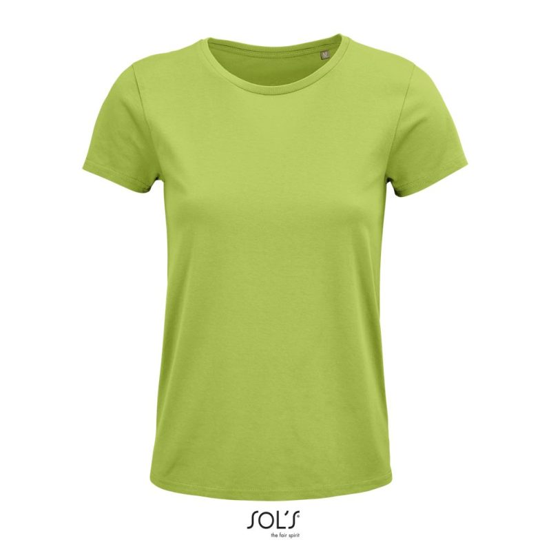 Camiseta Mujer Ajustada De Punto Liso Y Cuello Redondo Crusader Women Sols - Verde Manzana - Sols