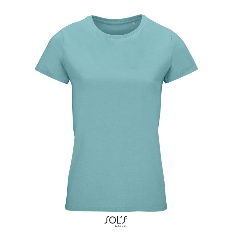 Camiseta Mujer Ajustada De Punto Liso Y Cuello Redondo Crusader Women Sols - Azul Piscina - Sols