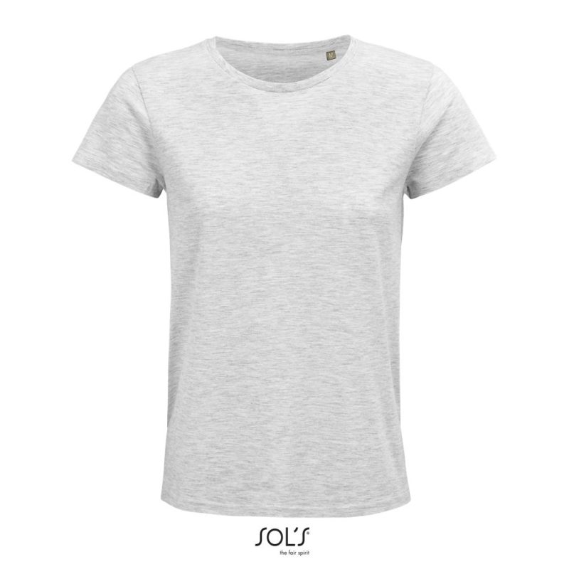 Camiseta Mujer Ajustada De Punto Liso Y Cuello Redondo Crusader Women Sols - Ash - Sols