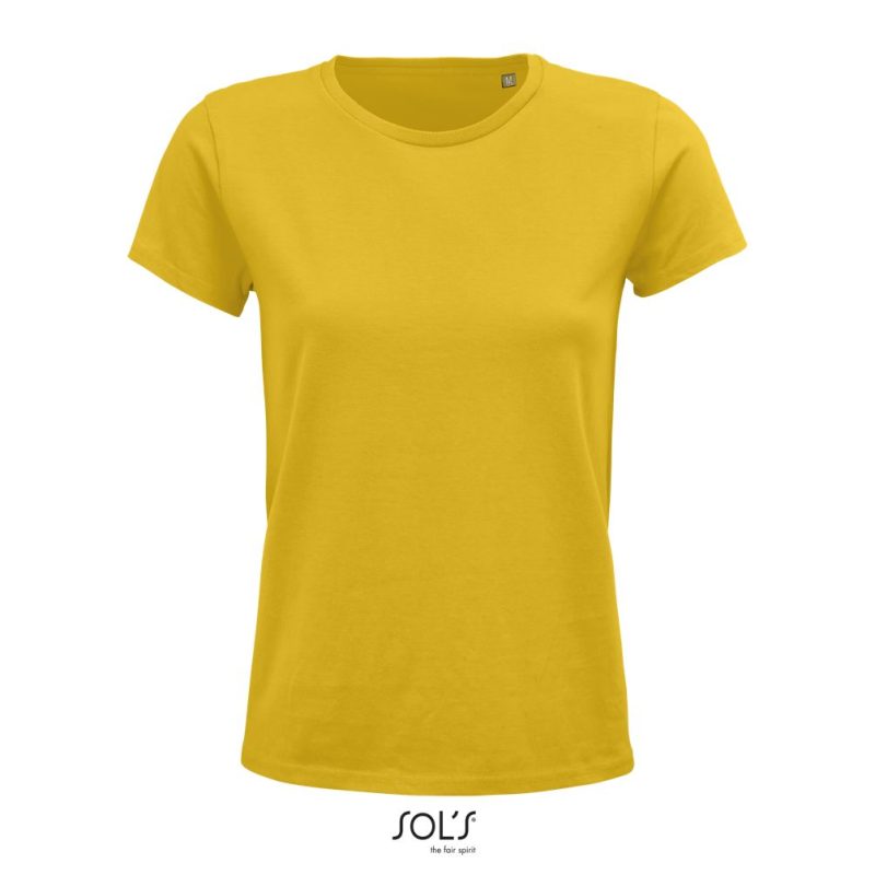 Camiseta Mujer Ajustada De Punto Liso Y Cuello Redondo Crusader Women Sols - Amarillo - Sols