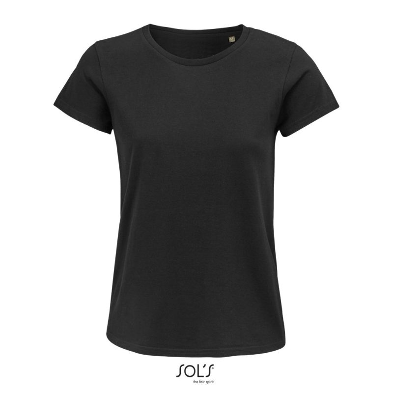Camiseta Mujer Ajustada De Punto Liso Y Cuello Redondo Crusader Women Sols - Negro Profundo - Sols